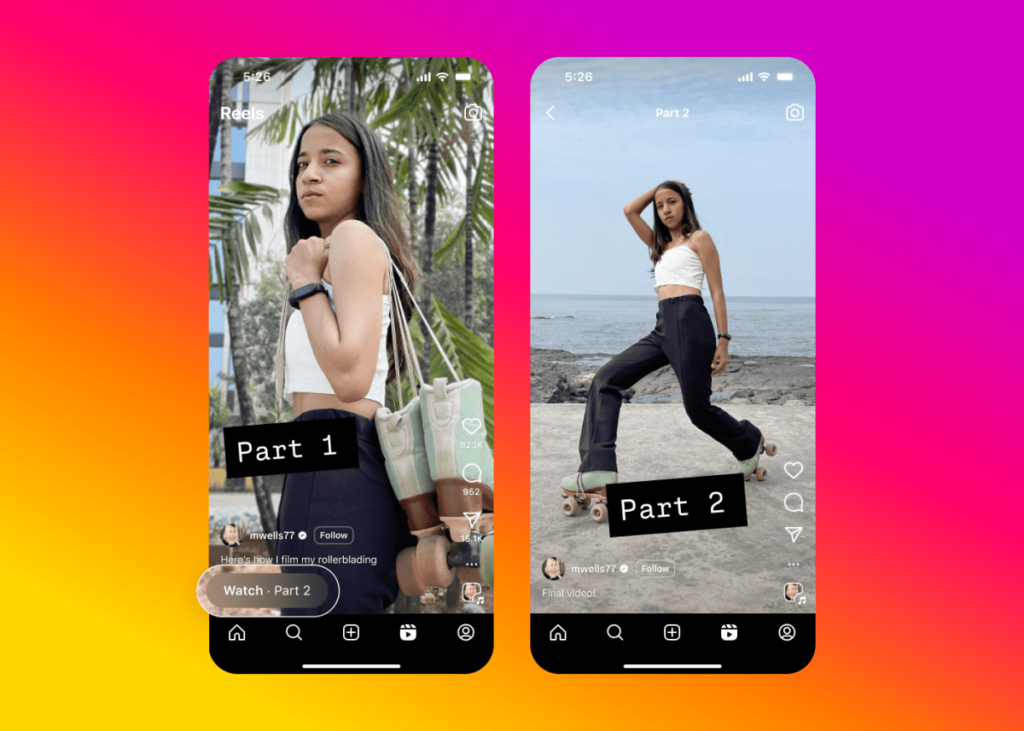 Instagram permet maintenant aux créateurs de lier plusieurs rouleaux en série