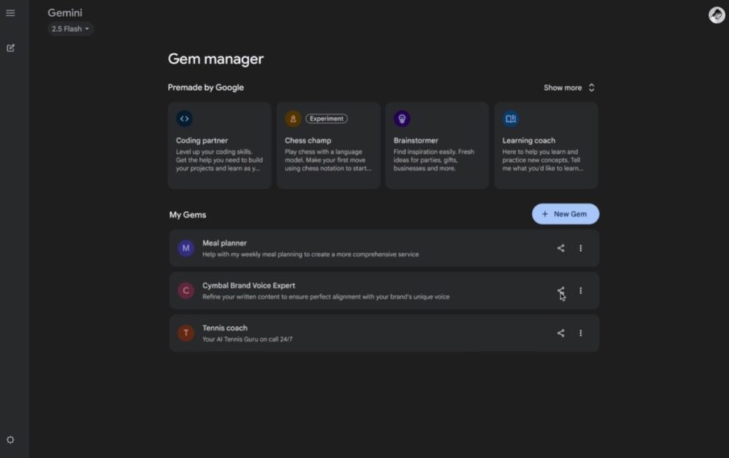 Google vous permet maintenant de partager vos assistants Custom Gemini AI appelés Gems