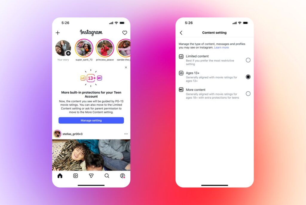 Instagram affichera par défaut le contenu PG-13 aux adolescents et ajoute davantage de contrôles parentaux
