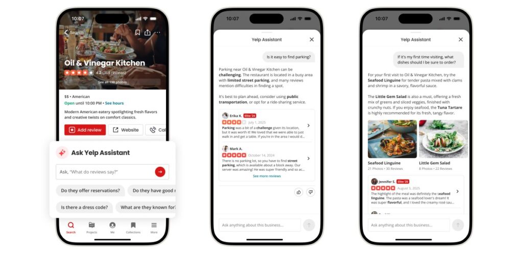 L’assistant IA de Yelp peut désormais scanner les menus des restaurants pour vous montrer à quoi ressemblent les plats