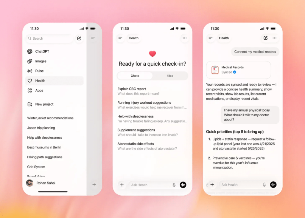 OpenAI révèle ChatGPT Health et affirme que 230 millions d’utilisateurs posent des questions sur la santé chaque semaine