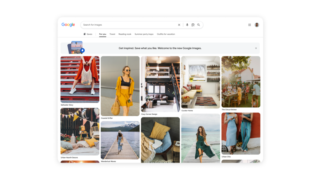 Google Images bénéficie d’une refonte de type Pinterest axée sur la découverte